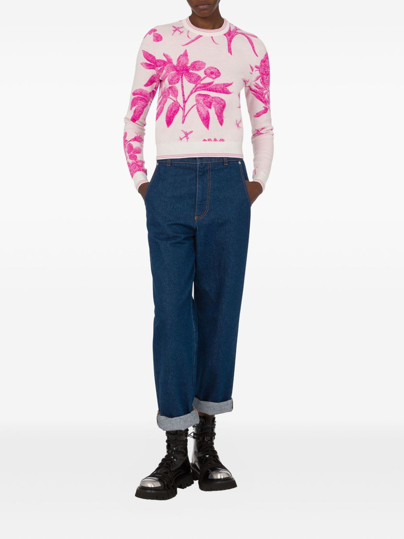 Moschino floral-print wool sweater outlook