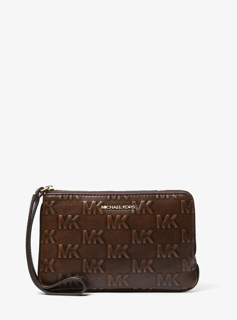 Jet Set Travel Small Burnished Logo Embossed Wristlet - 1