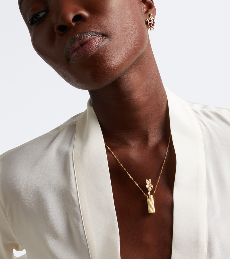 Vase Berlingot and Daisy 9kt gold pendant necklace with diamonds and citrines 3