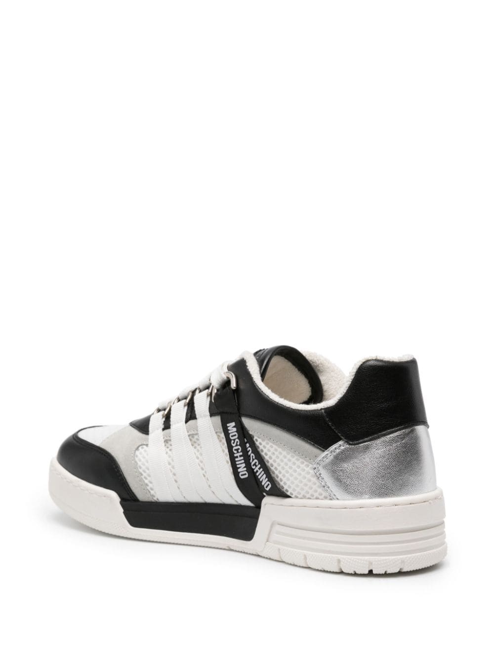 logo-tape leather sneakers - 3