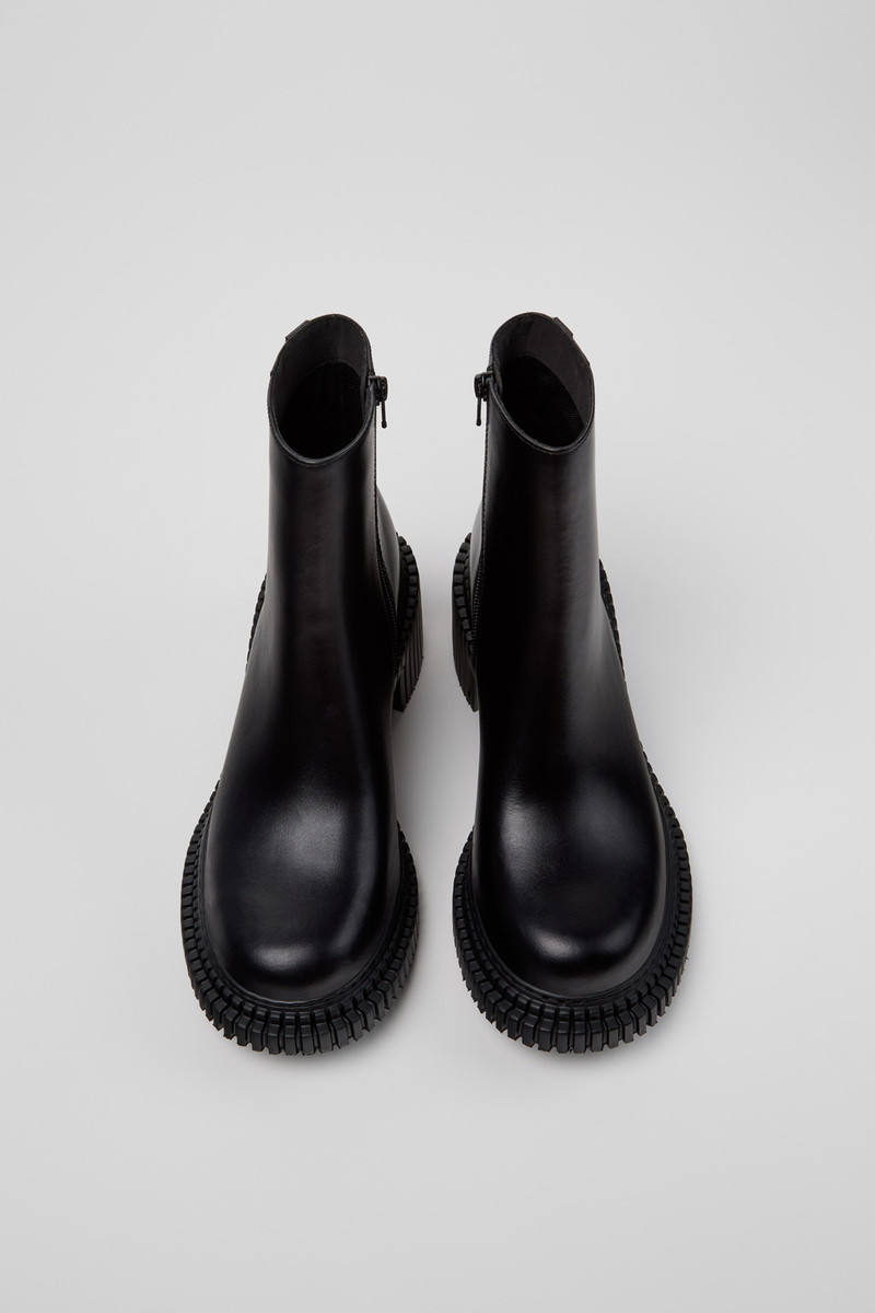 Black Leather Mid Boots for Women. 5