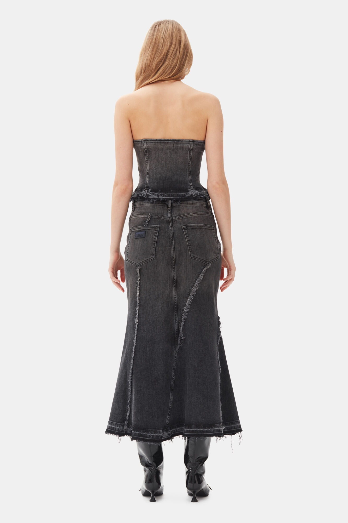WASHED BLACK DENIM TOP - 5