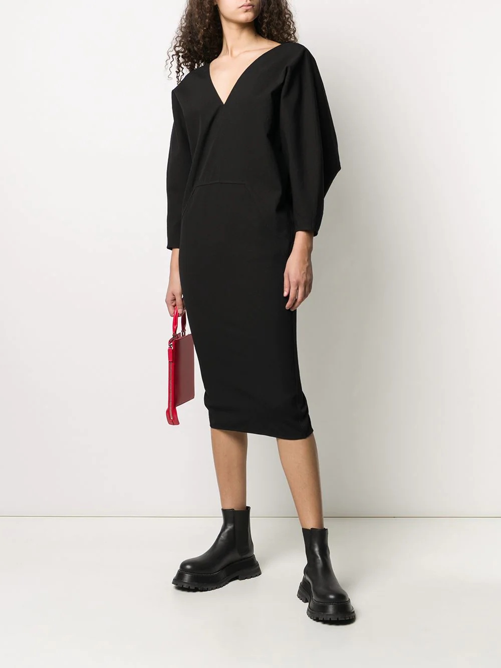 V-neck midi dress - 2