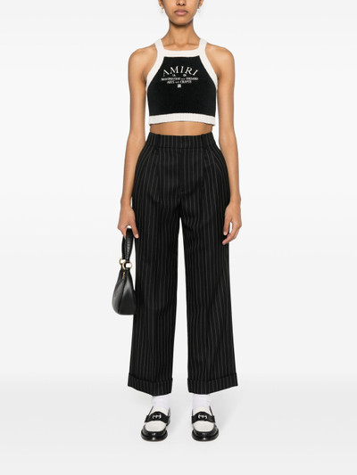 AMIRI logo-embroidered ribbed crop top outlook