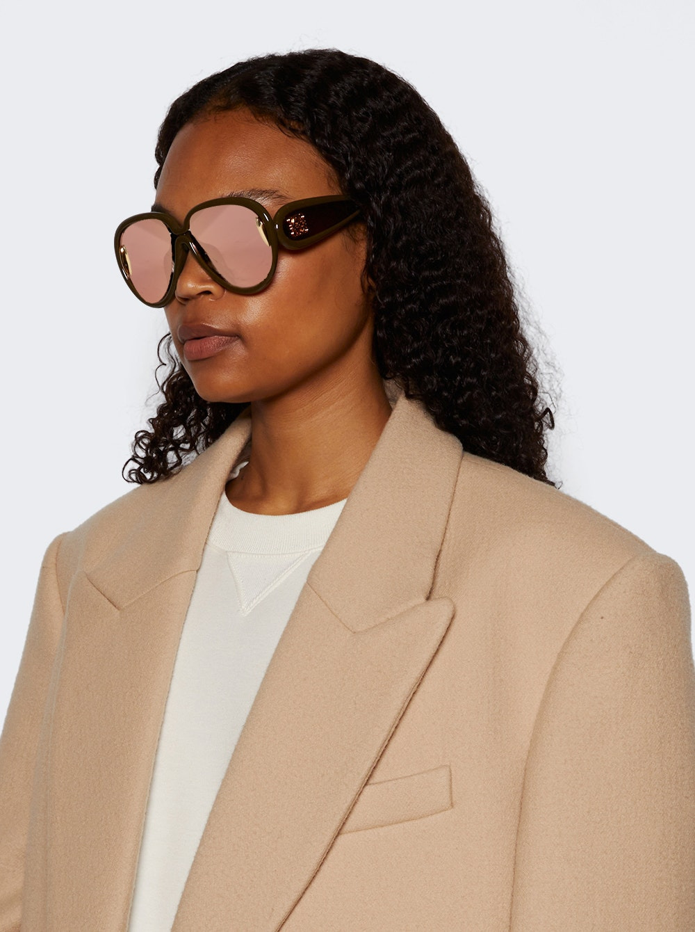 Round Slim Sunglasses Shiny Blue - 3