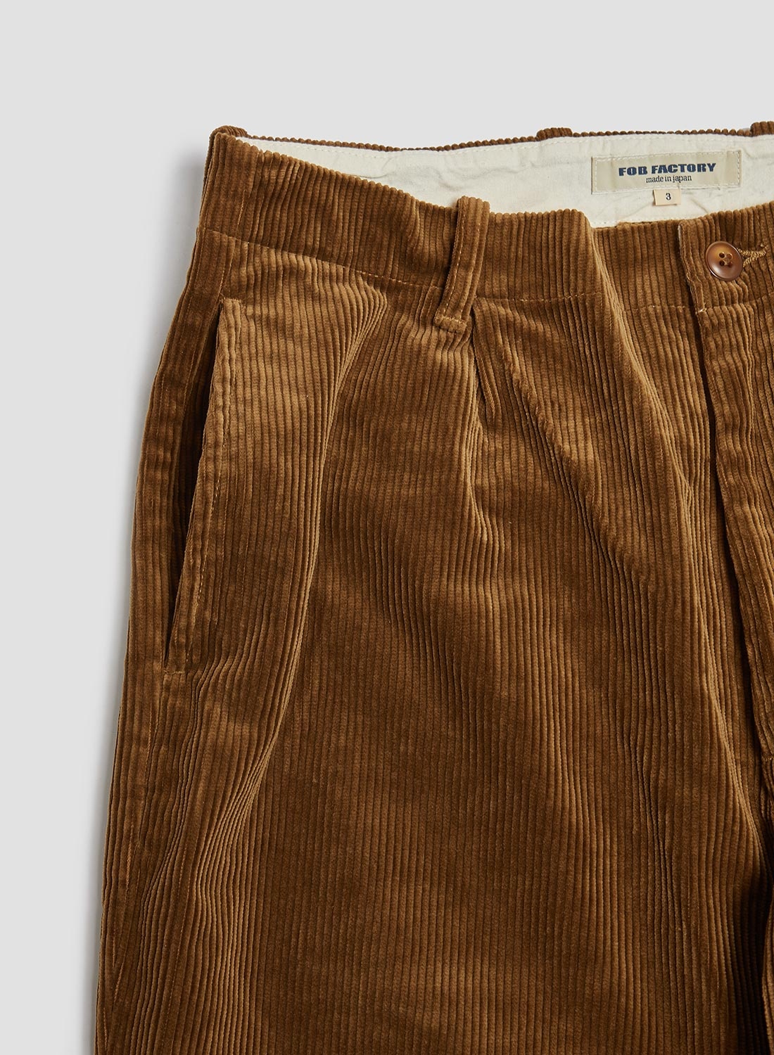 FOB Factory Corduroy Trousers Khaki - 3