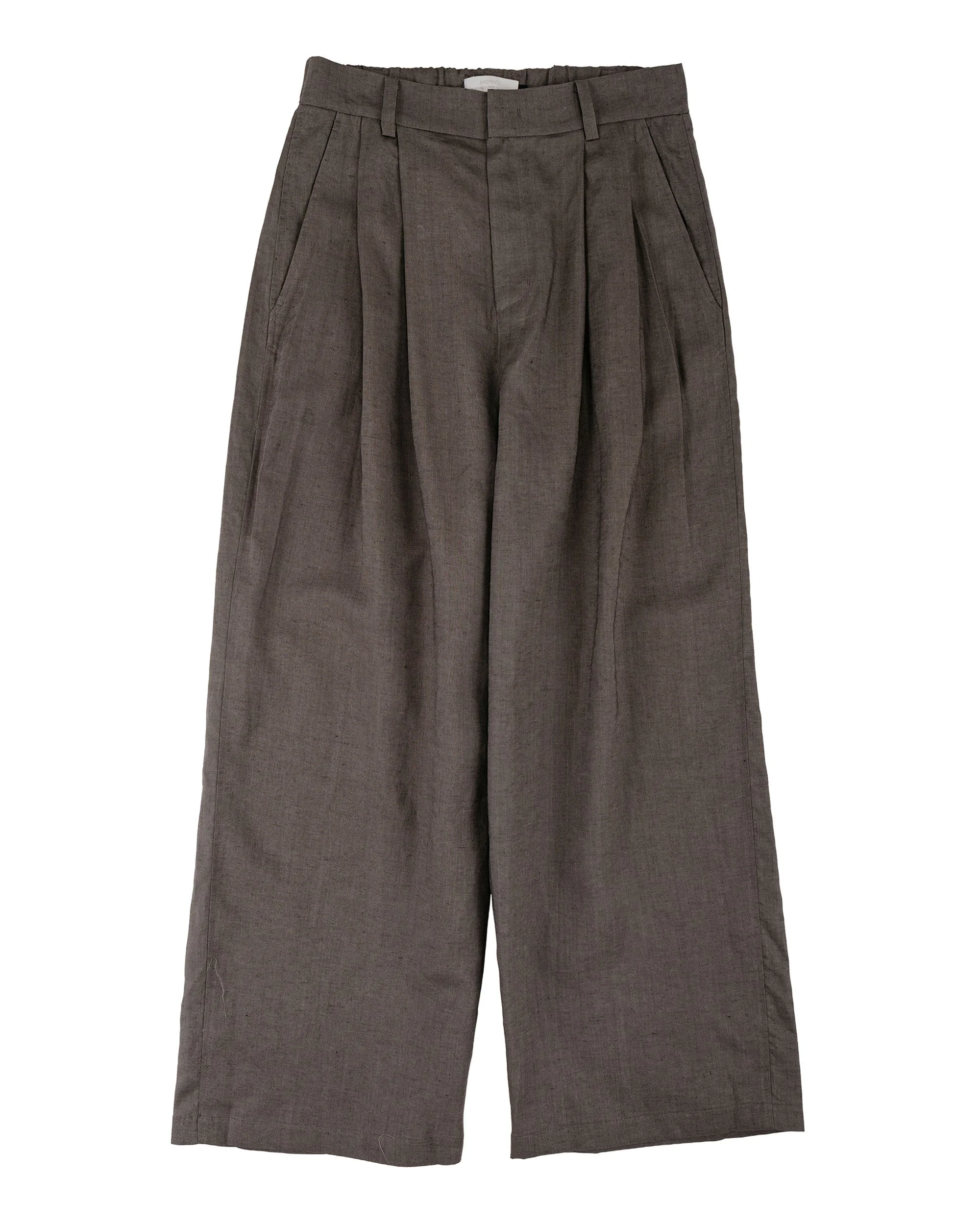 Linen Two Tuck Wide Pants Khaki - 1