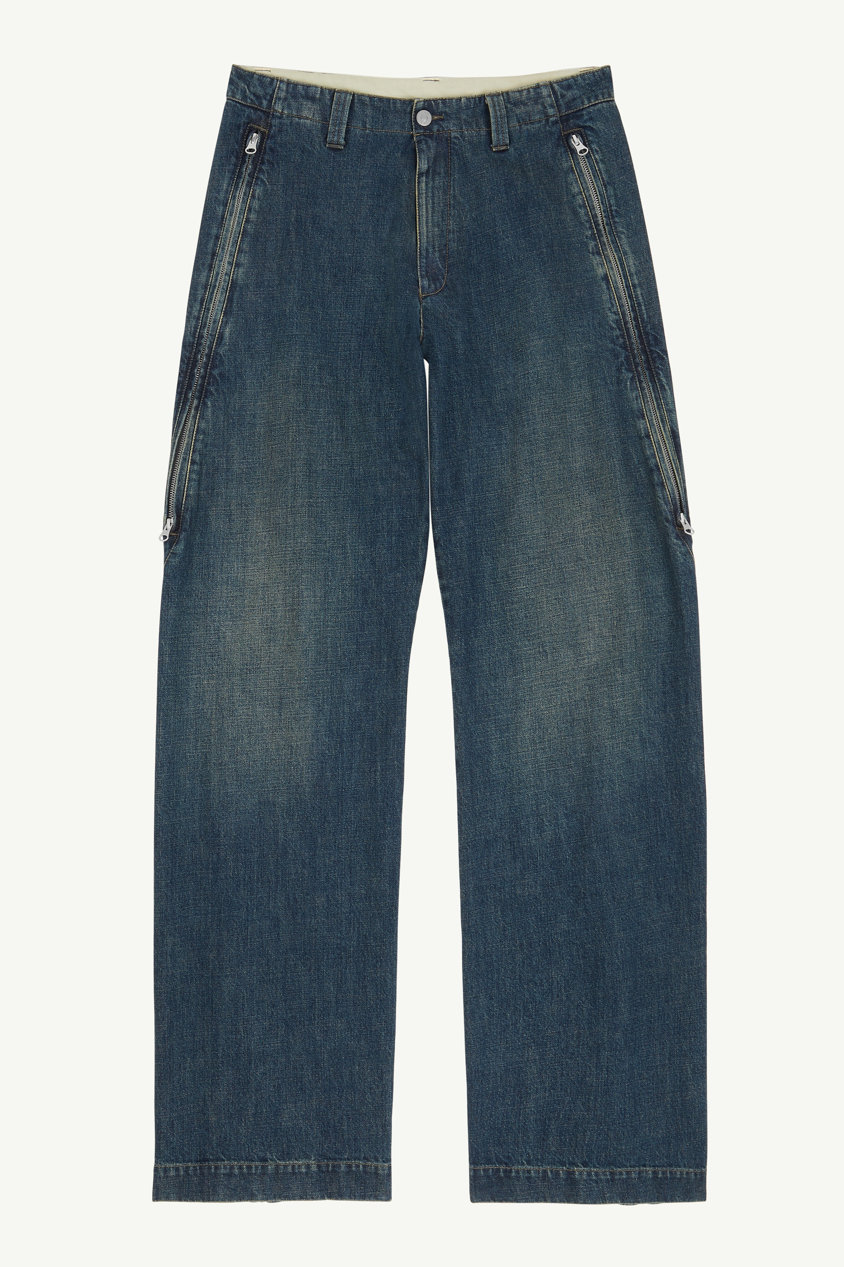 Straight Leg Blue Denim Trousers - 1