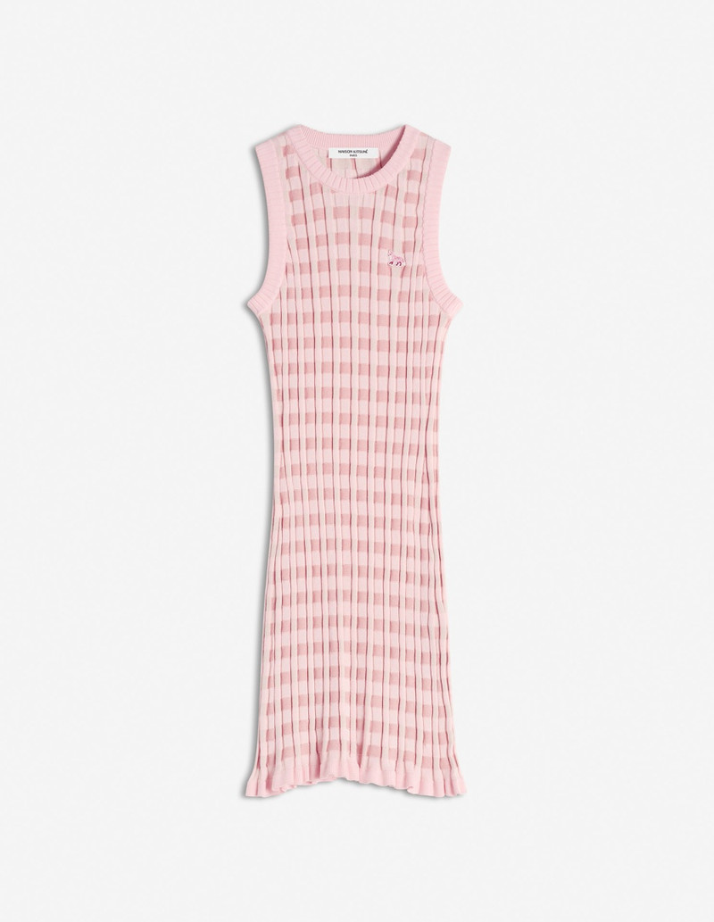 CHECKED RIBBED SHORT DRESS 1