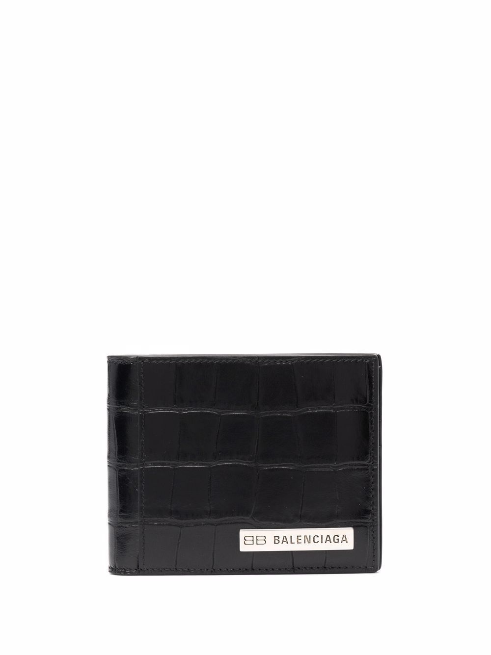 crocodile-effect logo-plaque wallet - 1