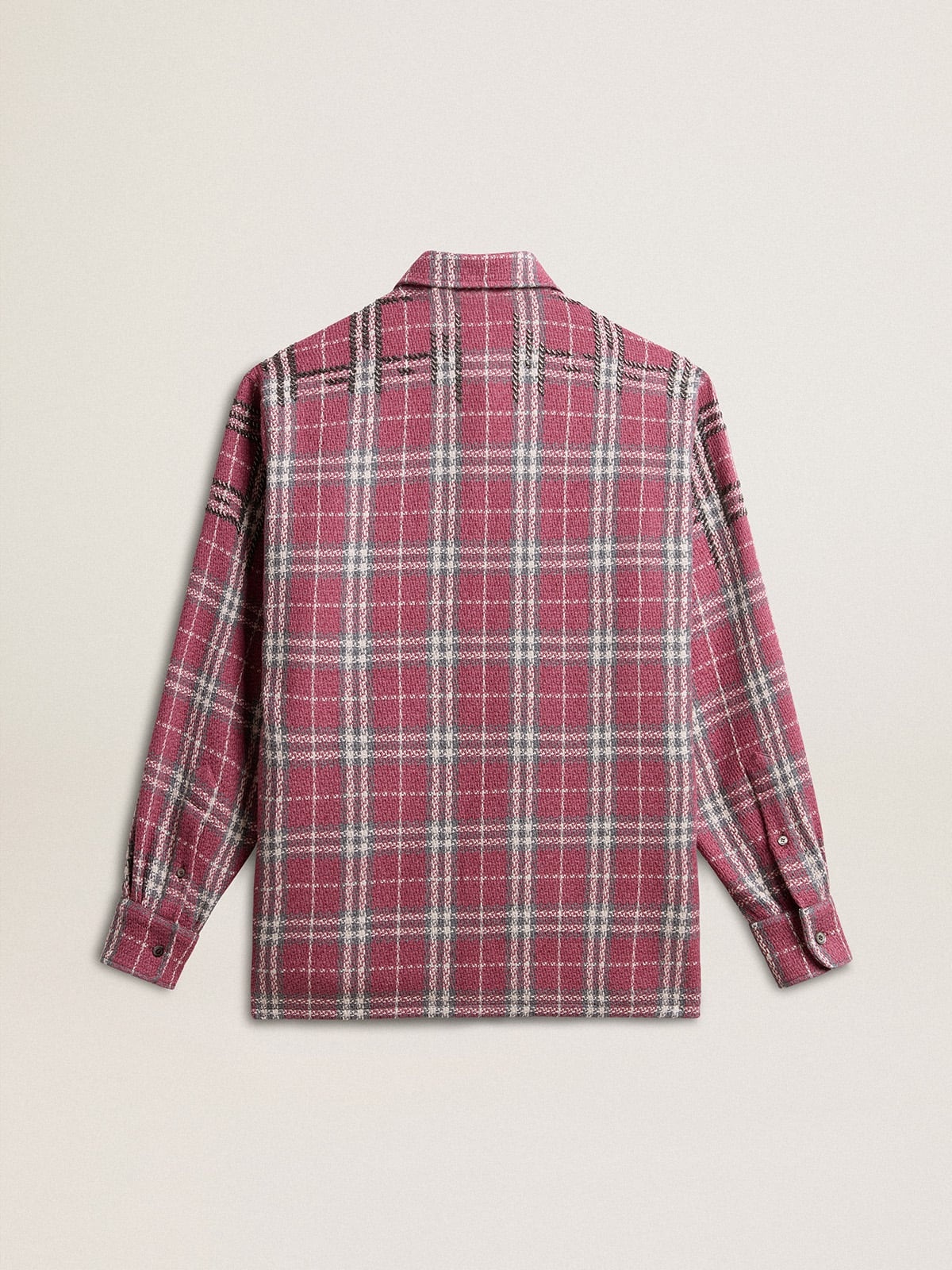 Women's shirt with pink, sand and gray check embroidery - 7