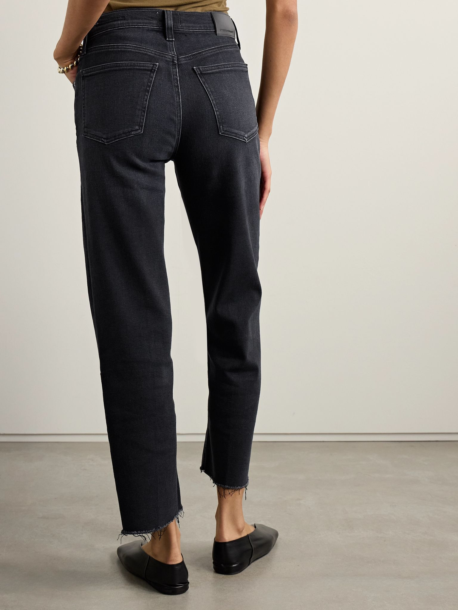Palma frayed high-rise straight-leg jeans Black - 4
