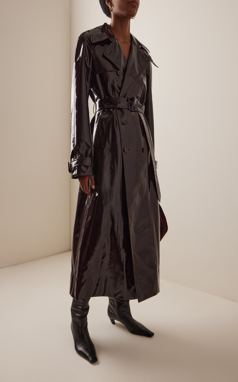 ADAM LIPPES Edo Coated Canvas Trench Coat burgundy outlook