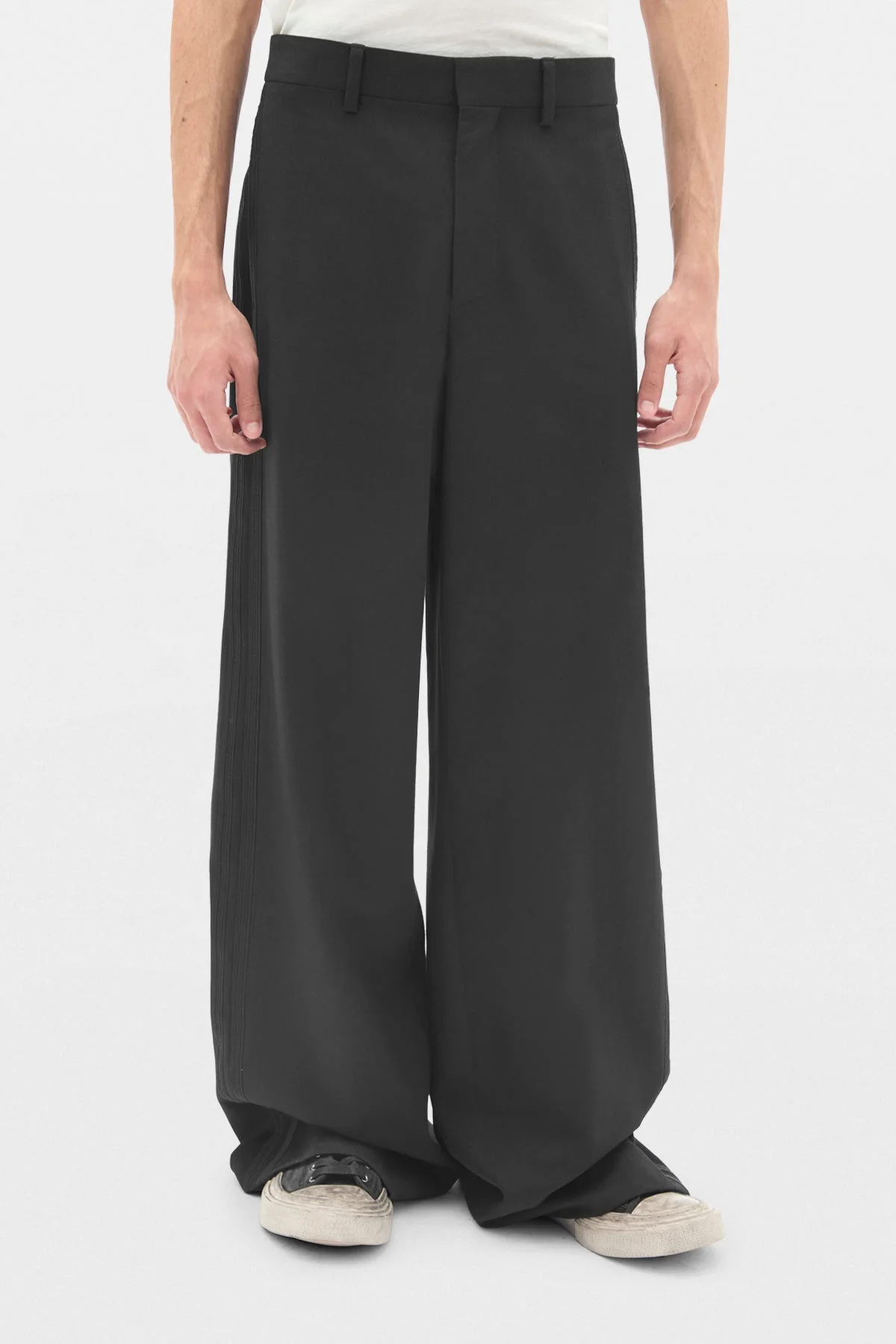 Franck Flared Leg Loose Trousers with Double Side Bands - 1
