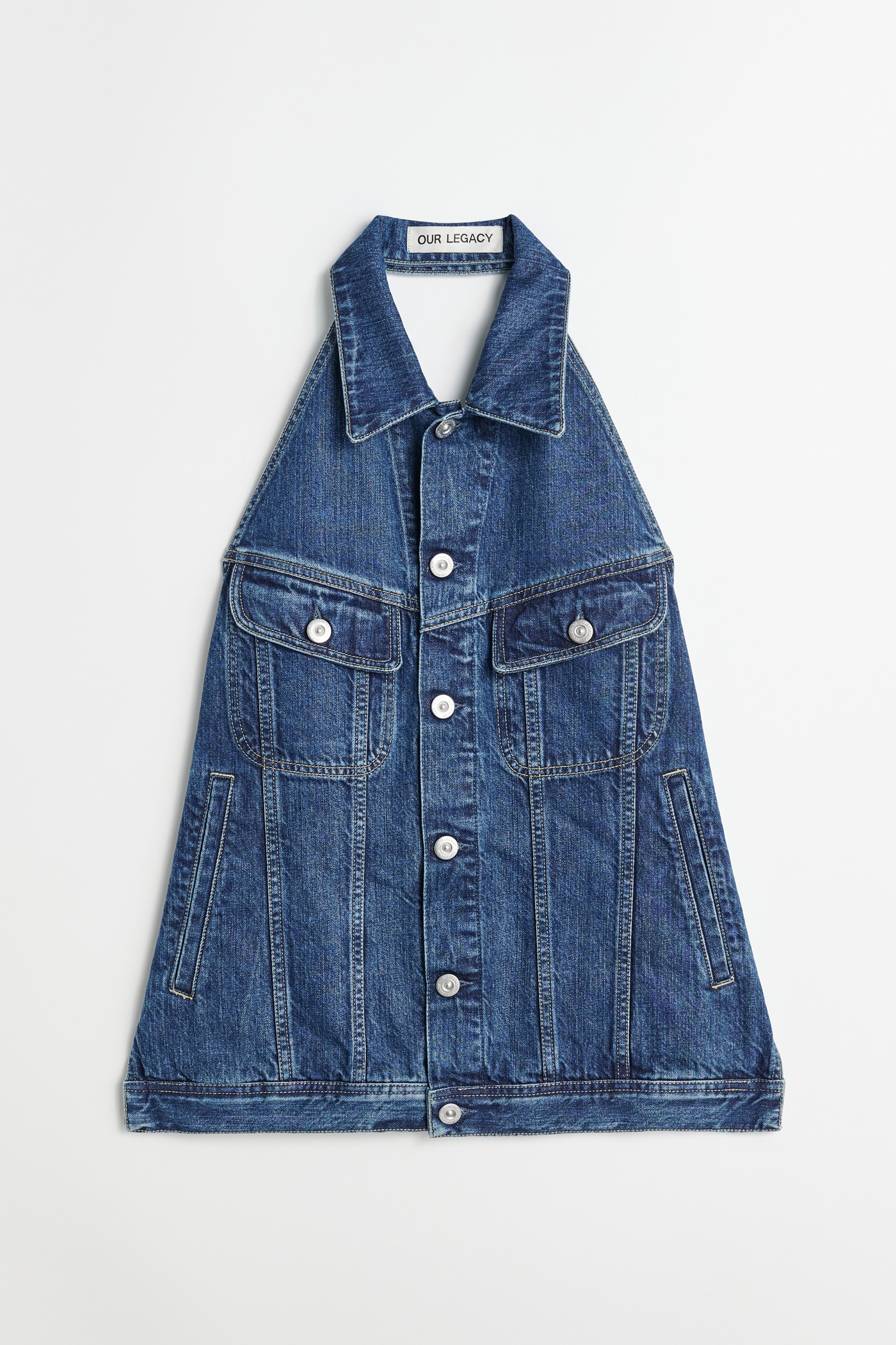 Strap Denim Vest Western Blue Denim - 1