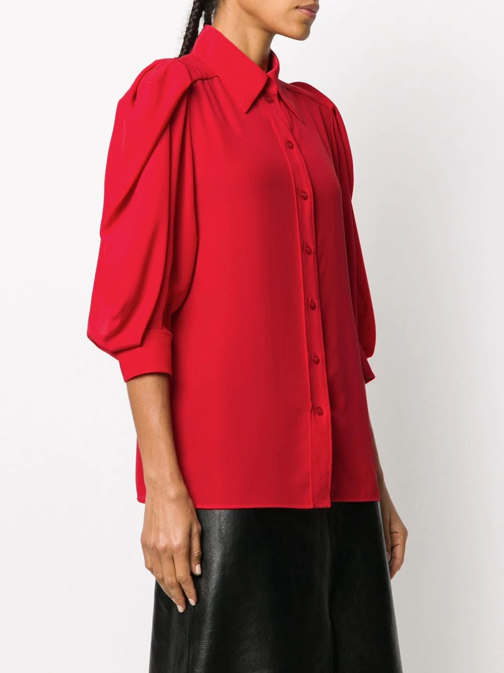 gathered sleeve silk blouse - 3