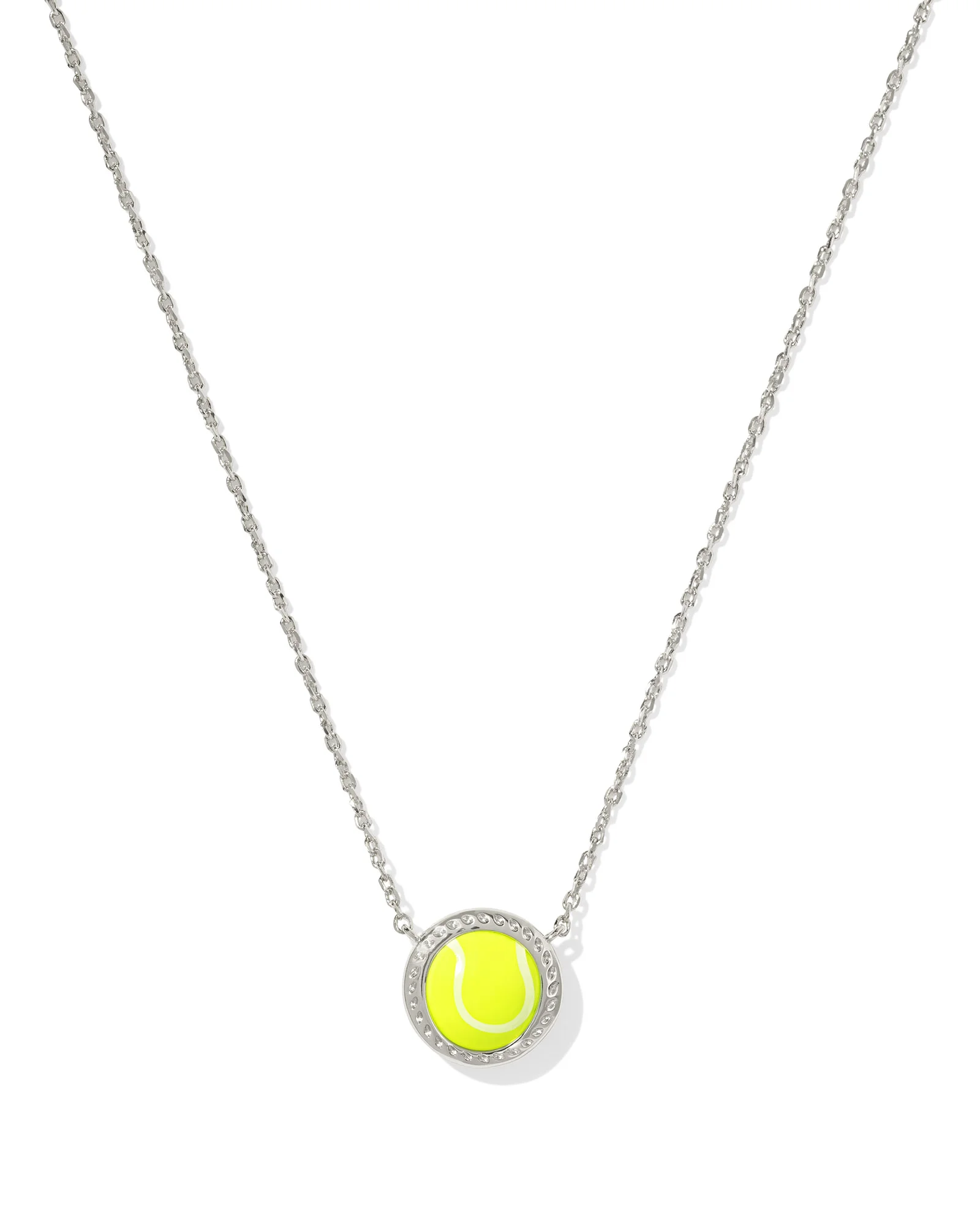 Tennis Silver Short Pendant Necklace in Chartreuse Magnesite - 1