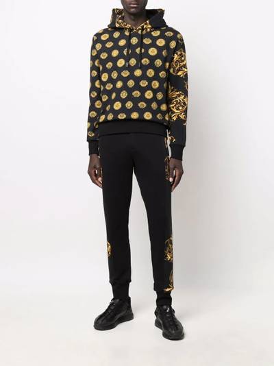 VERSACE JEANS COUTURE V-Emblem Regalia Baroque-print long-sleeve hoodie outlook