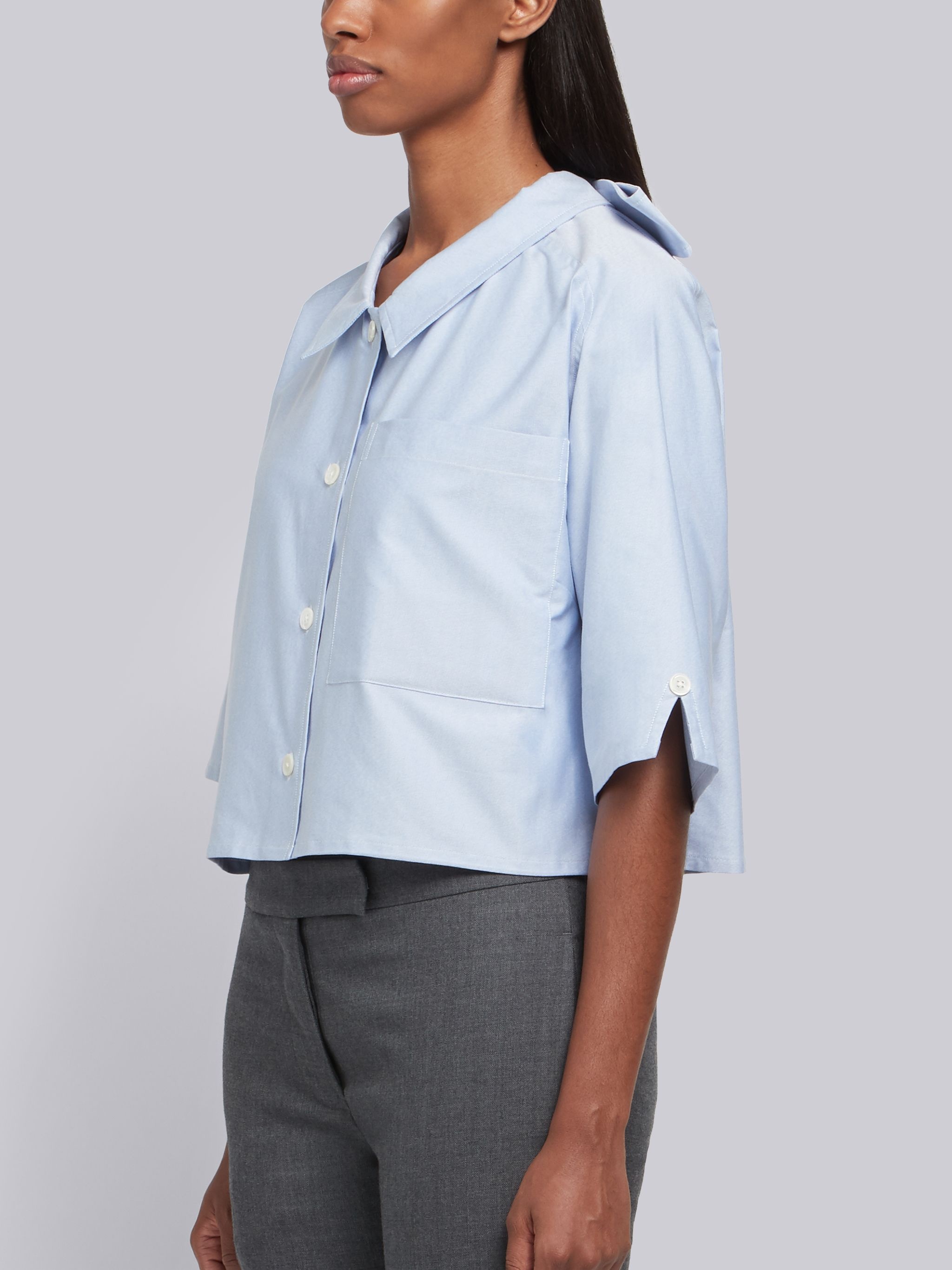 Bow Collar Oxford Cuban Tee - 2