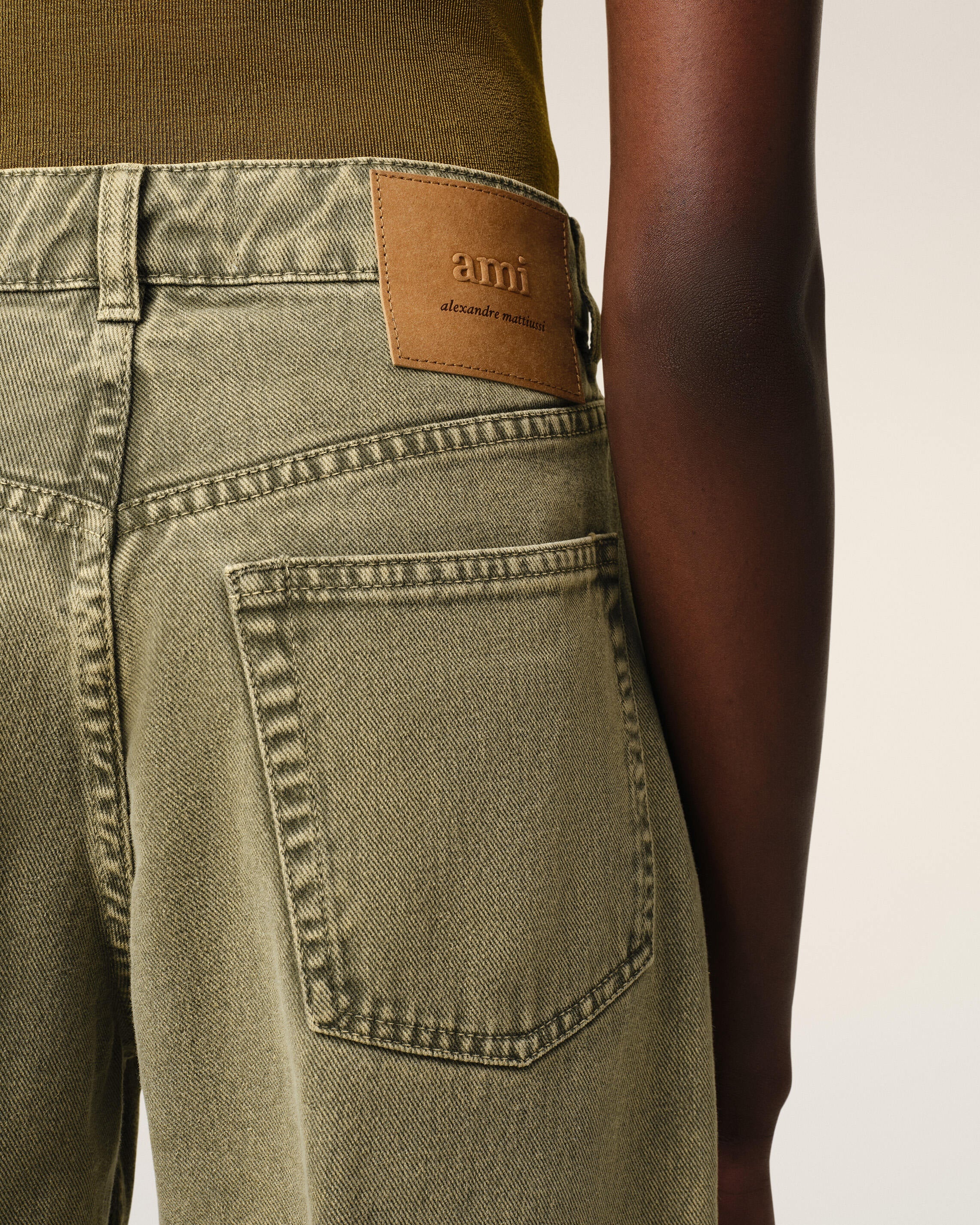 GREEN COTTON LARGE FIT JEANS - 5