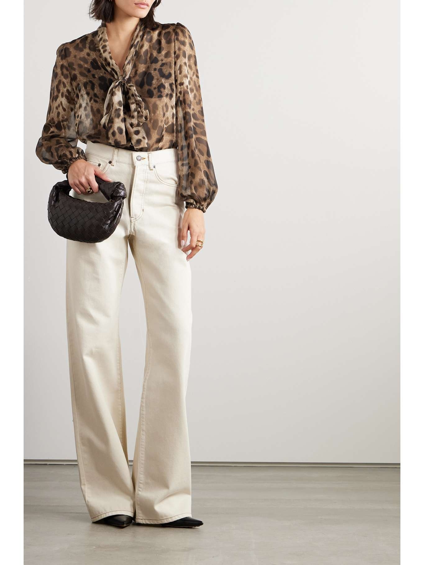 Tie-detailed leopard-print silk-chiffon shirt - 2