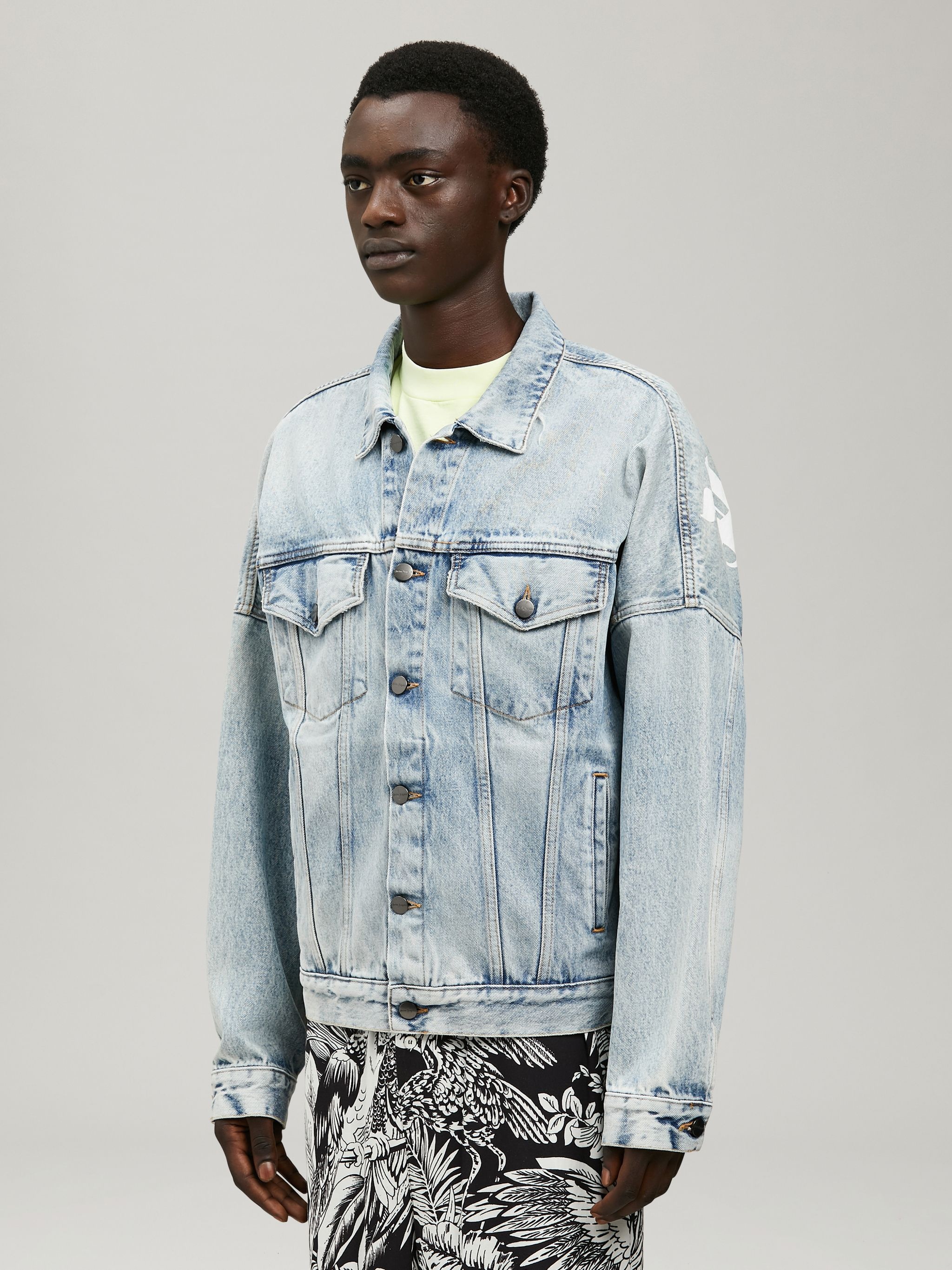 CURVED LOGO DENIM JACKET - 4