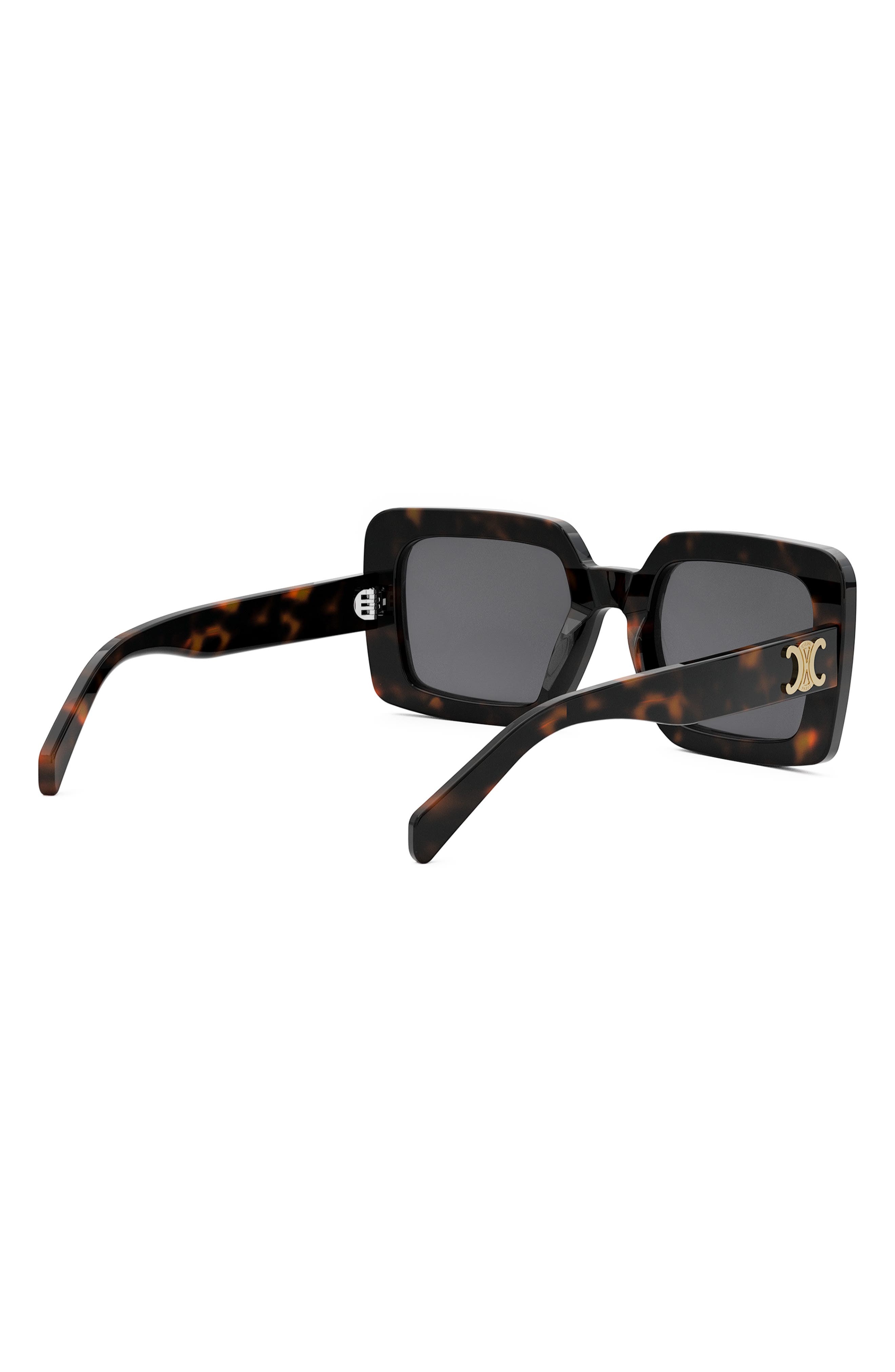 CELINE Triomphe 56mm Square Sunglasses in Dark Havana /Smoke at Nordstrom - 8