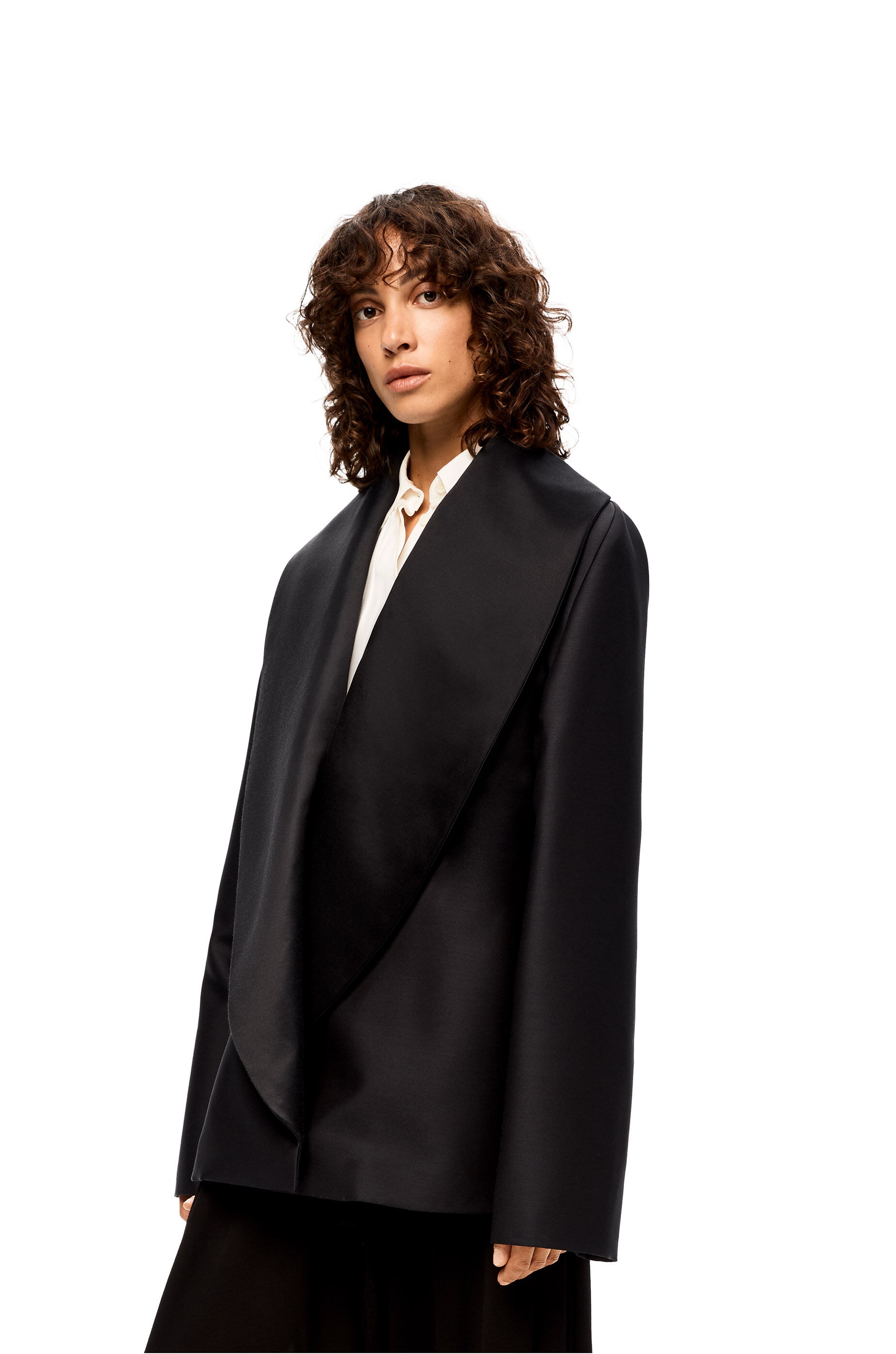 Shawl collar jacket in wool and silk - 3