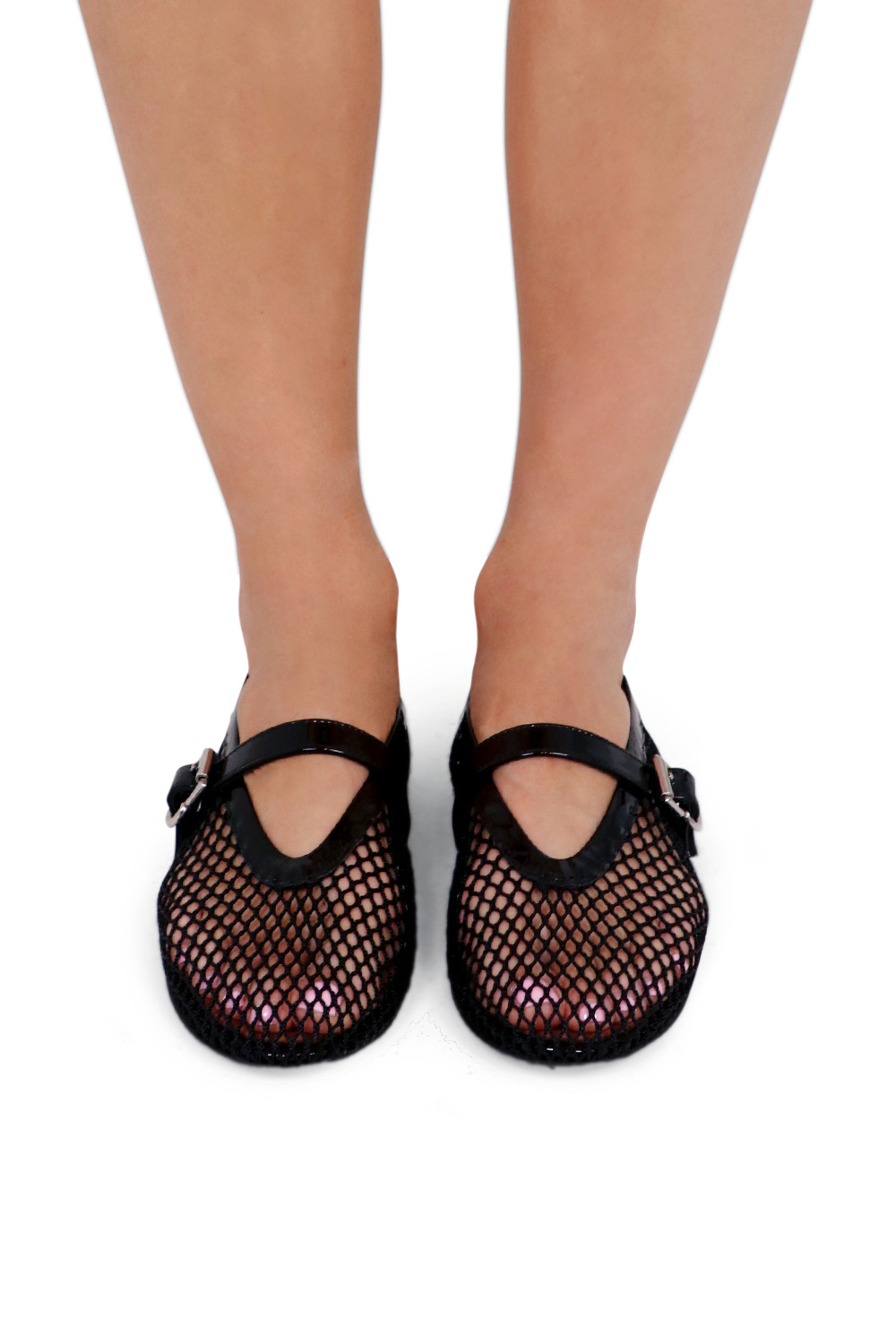 FISHNET BALLERINA STRAP FLAT | BLACK - 7