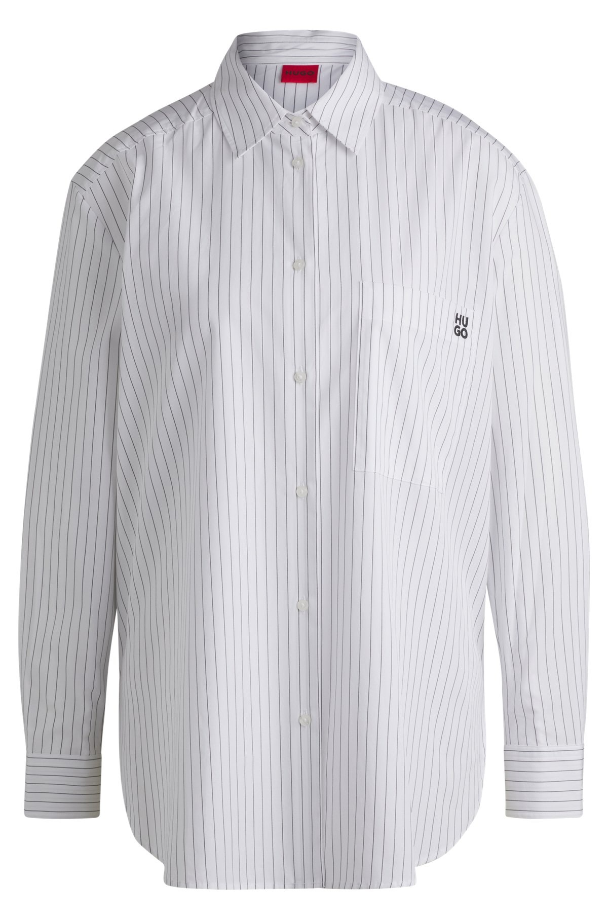 OVERSIZE-FIT BLOUSE IN STRIPED COTTON WITH BUTTERFLY PRINT - 1