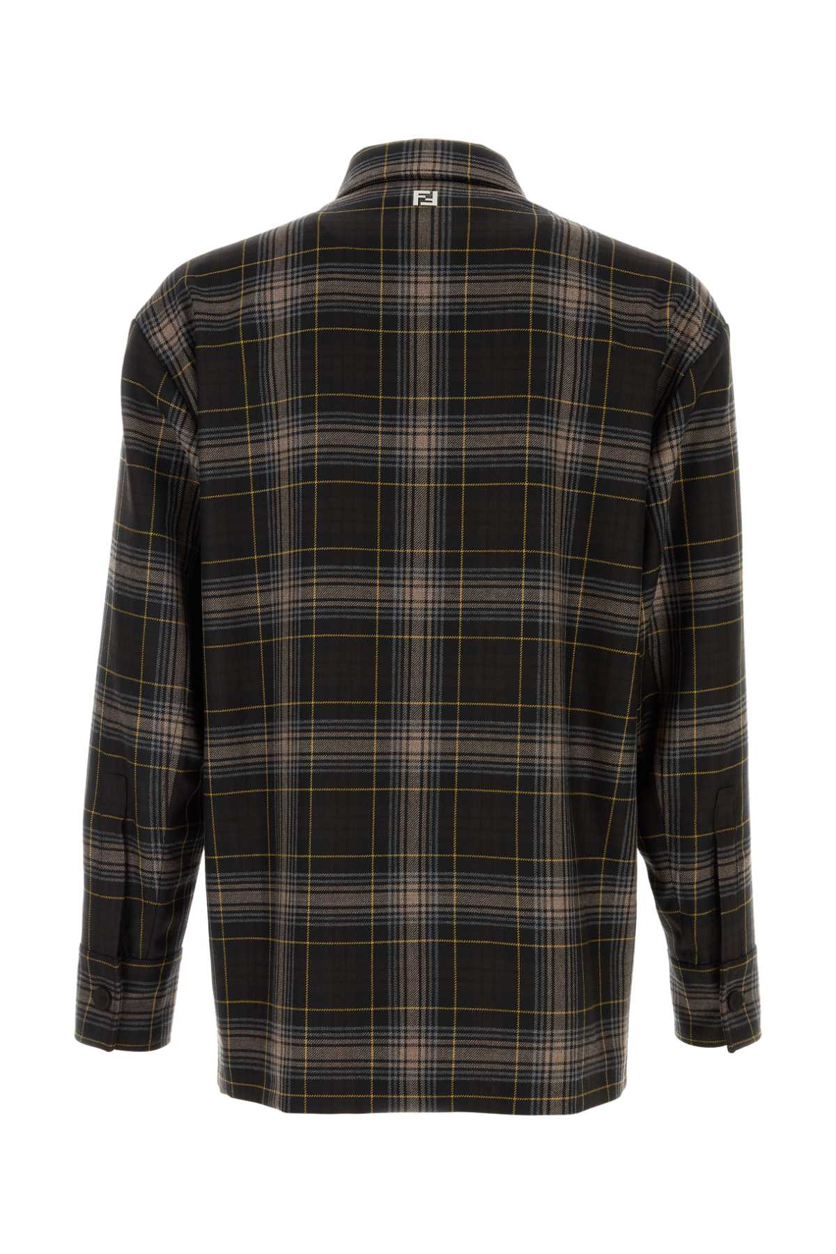 Fendi Men Embroidered Wool Shirt - 2
