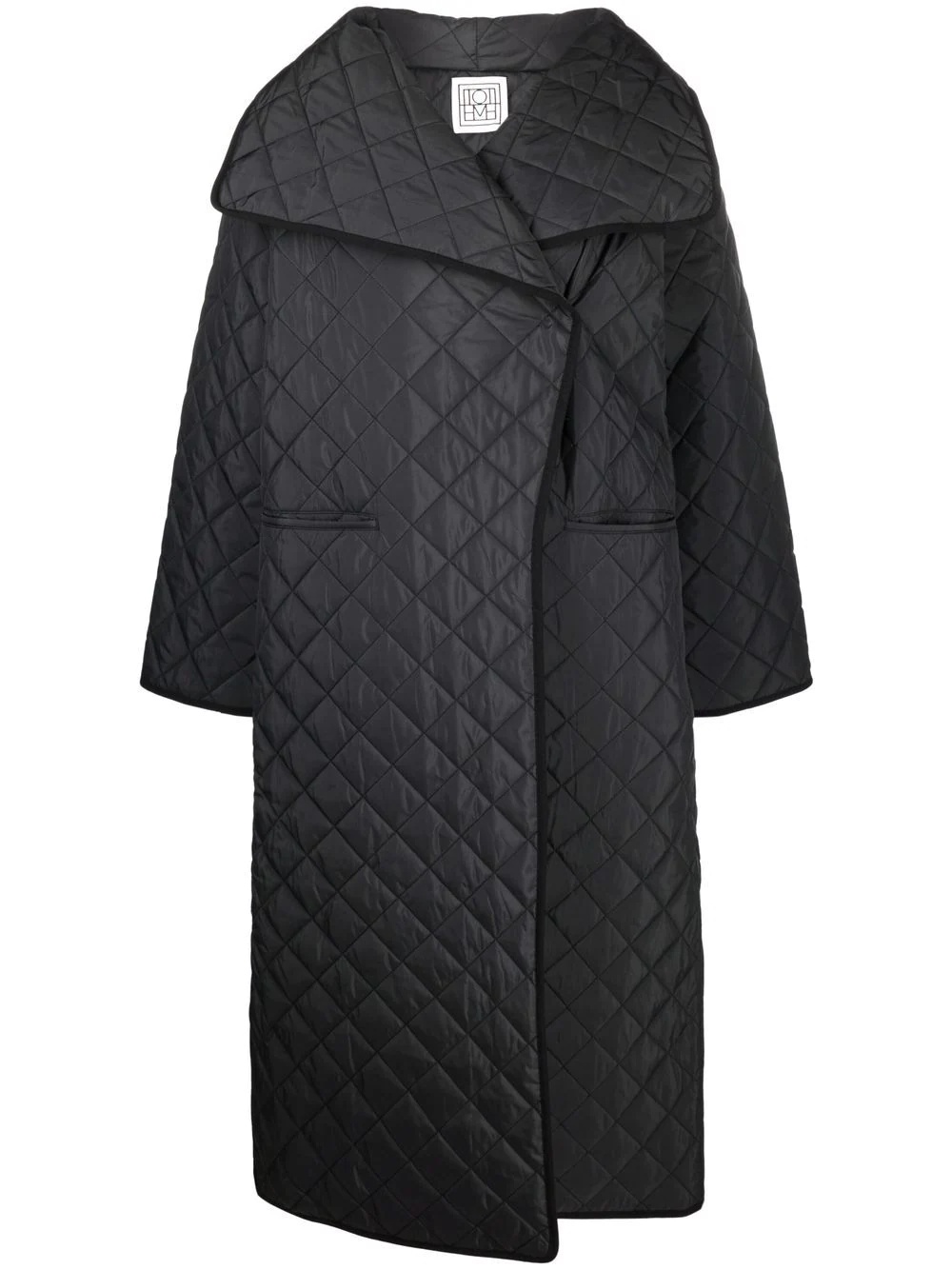 oversize quilted wrap coat - 1