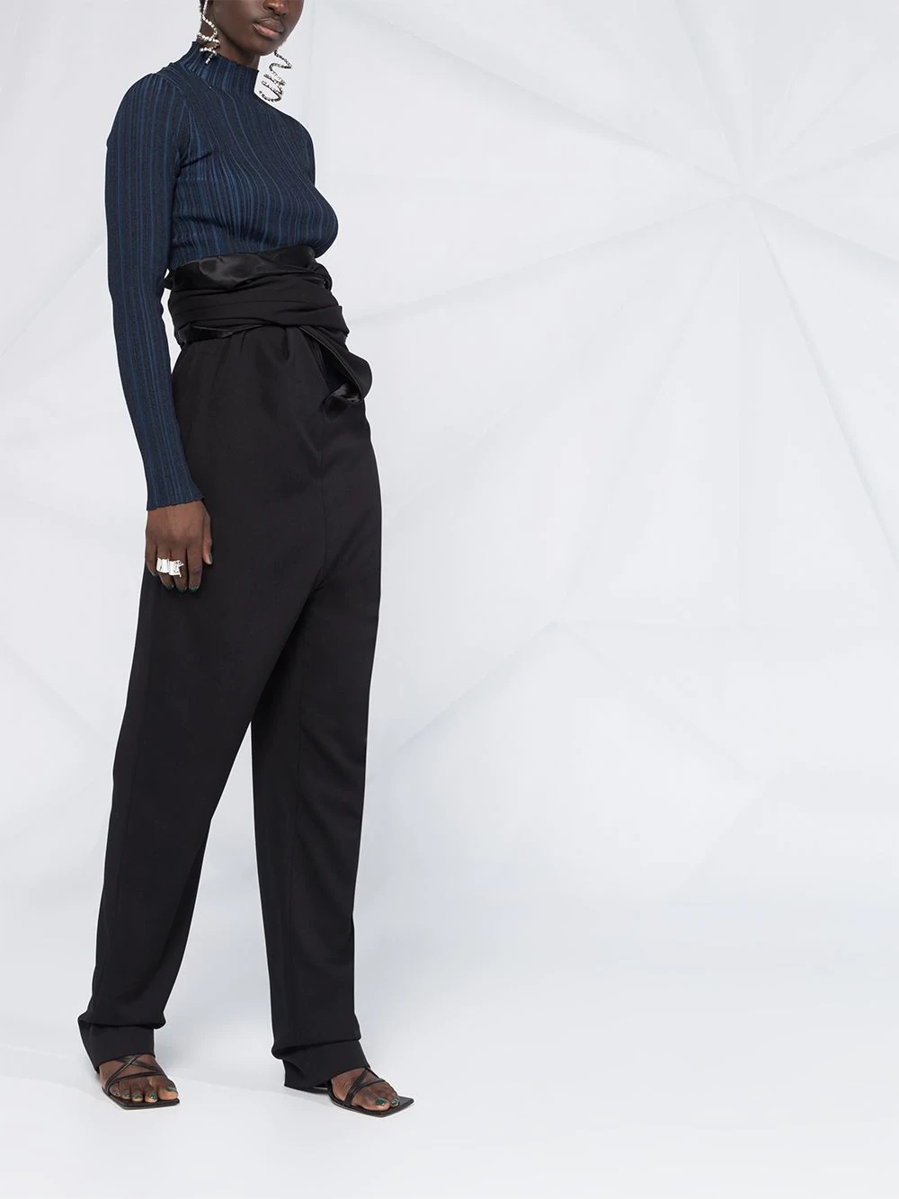 high-waisted draped trousers - 4