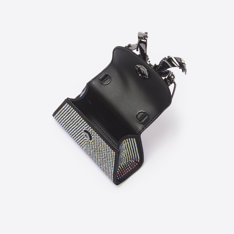 self-portrait Black Satin Rhinestone Micro Bow Bag outlook