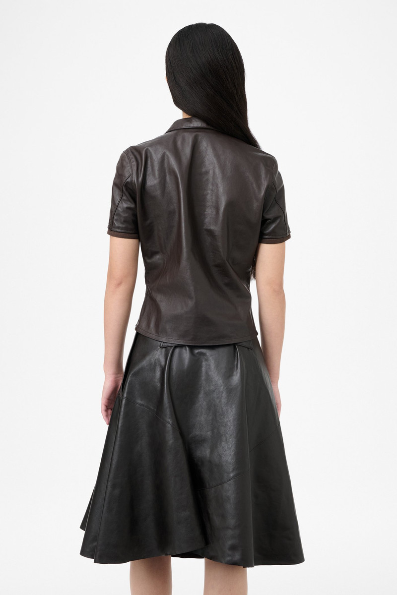 Leather Piquet Umber Brown Fluid Calfskin 5