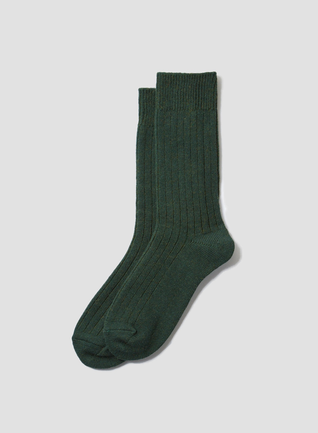 Rototo Cotton Wool Ribbed Crew in Dark Green - 1
