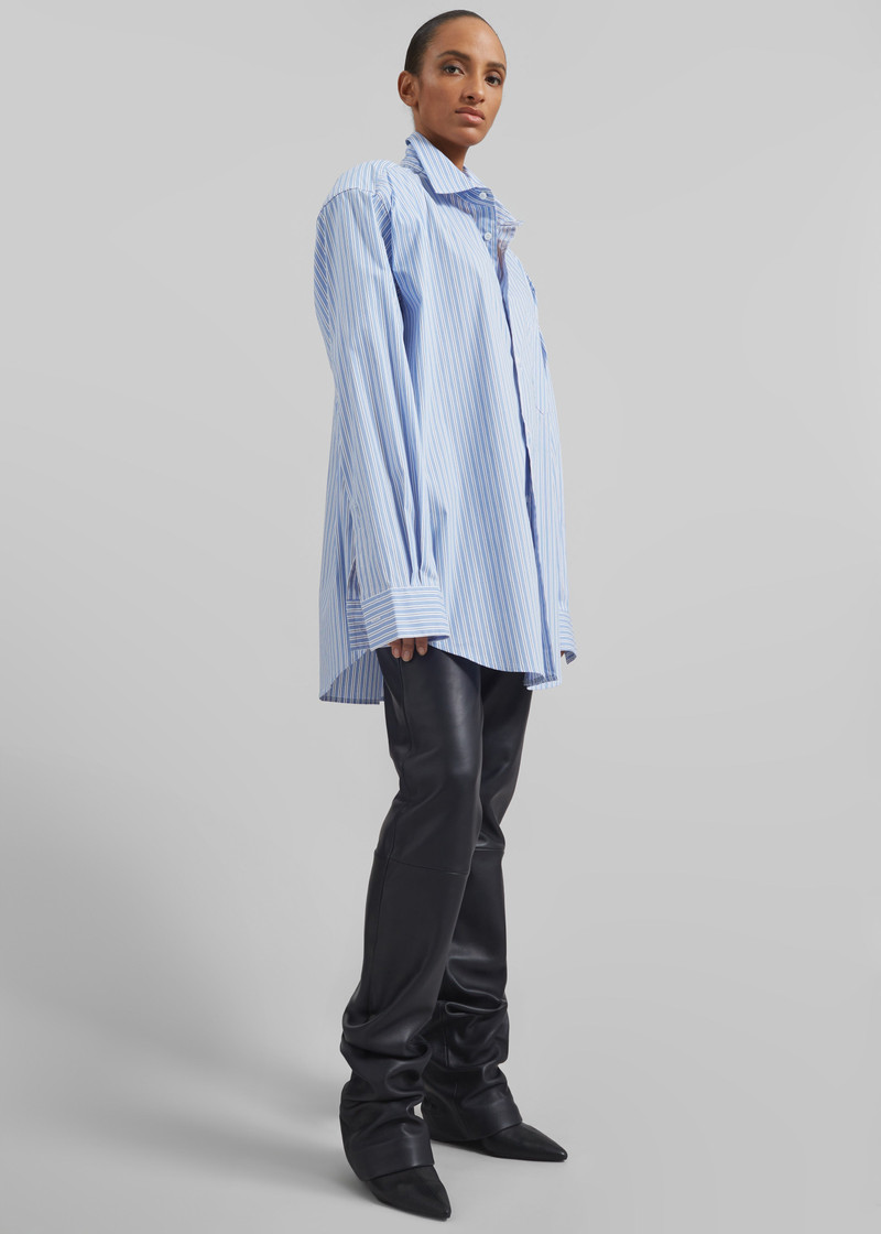 Cyrus Button Up Shirt - Blue/White Stripe 5