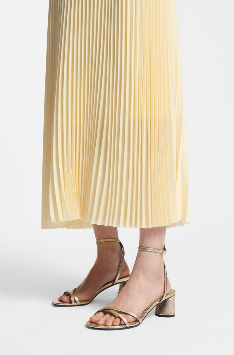 METALLIC-LEATHER SANDALS WITH BLOCK HEEL 4