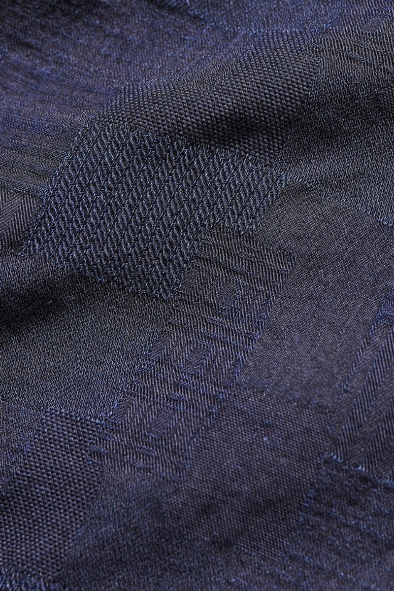 2239-ID Woven Jacquard BORO Patchwork Shirt - Double Indigo 8