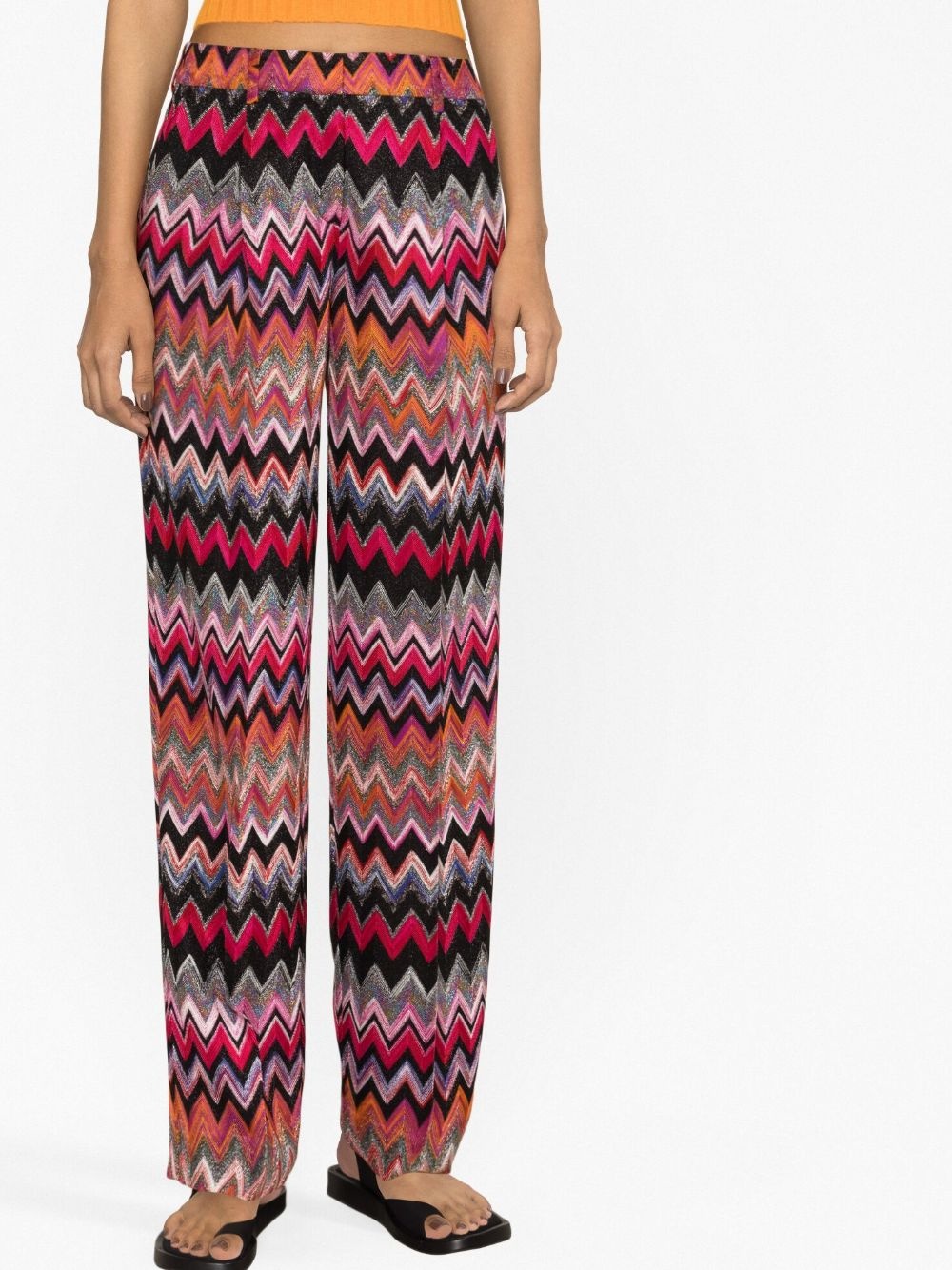 zigzag woven straight-leg trousers - 5