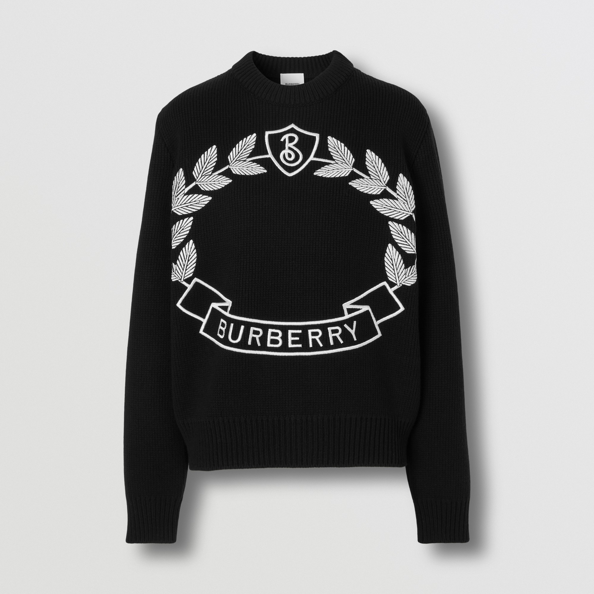 Oak Leaf Crest Wool Cashmere Sweater - 1