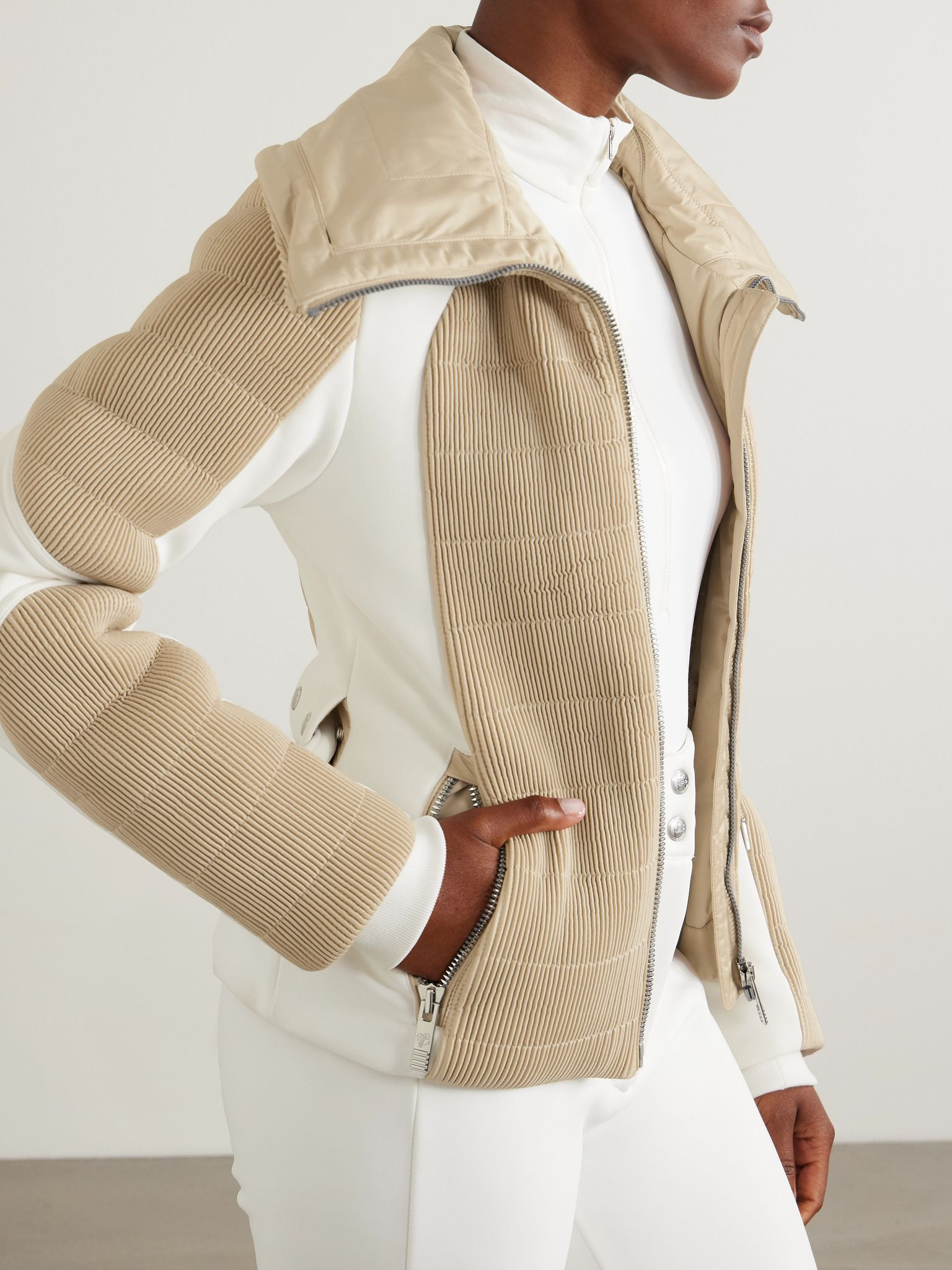 Gitu belted two-tone ski jacket Beige - 5