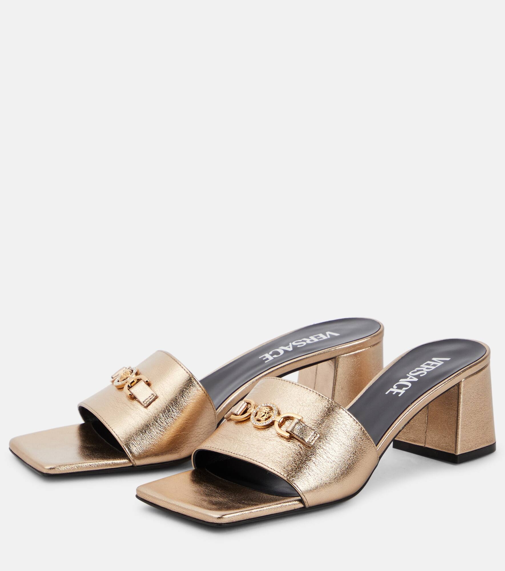Medusa '95 metallic leather mules - 5