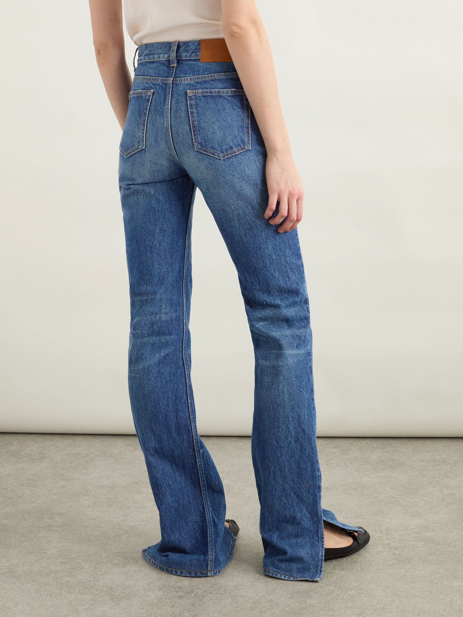 High-rise slim-leg organic jeans Dark denim - 4