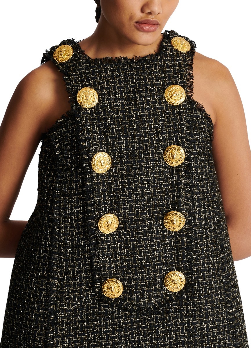 Sleeveless tweed lurex dress with buttons - 4