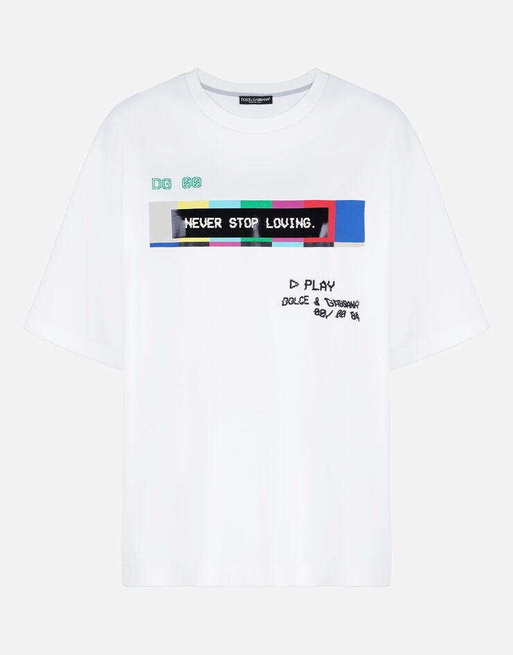 Jersey T-shirt with multi-colored glitch print - 3