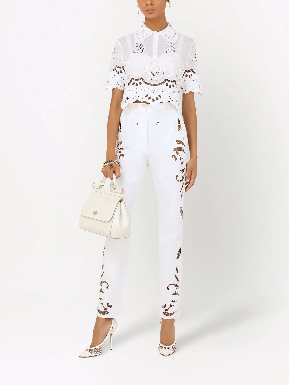 embroidered cropped cotton blouse - 2