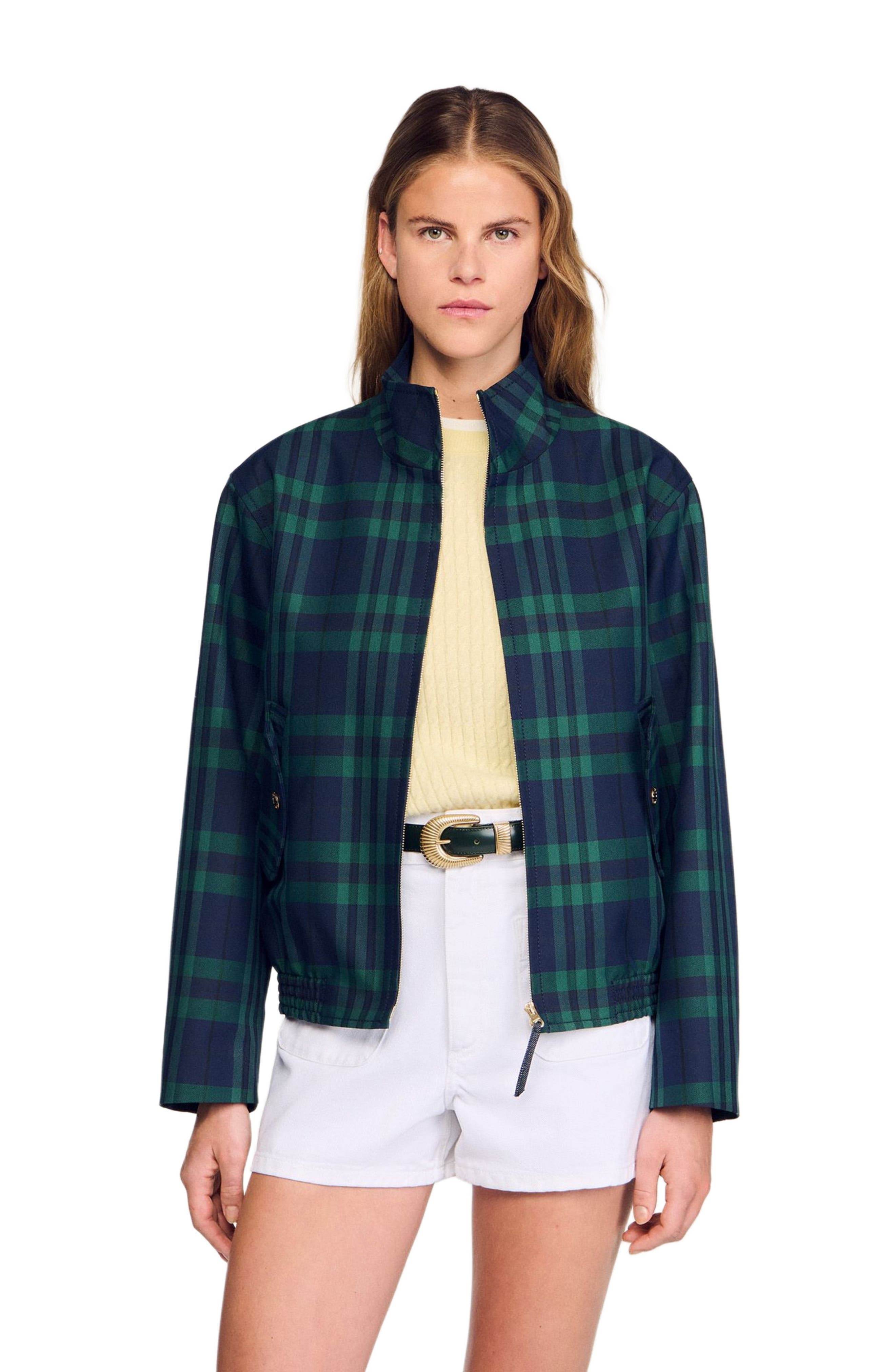 SANDRO Checked jacket in Green /Blue at Nordstrom - 3