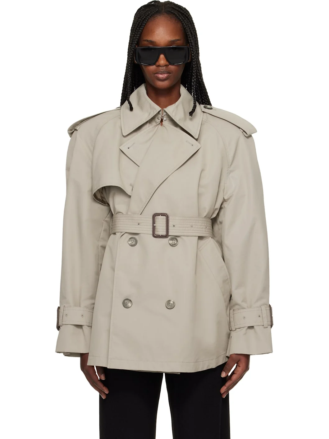 Taupe Clean Mini Trench Coat - 1