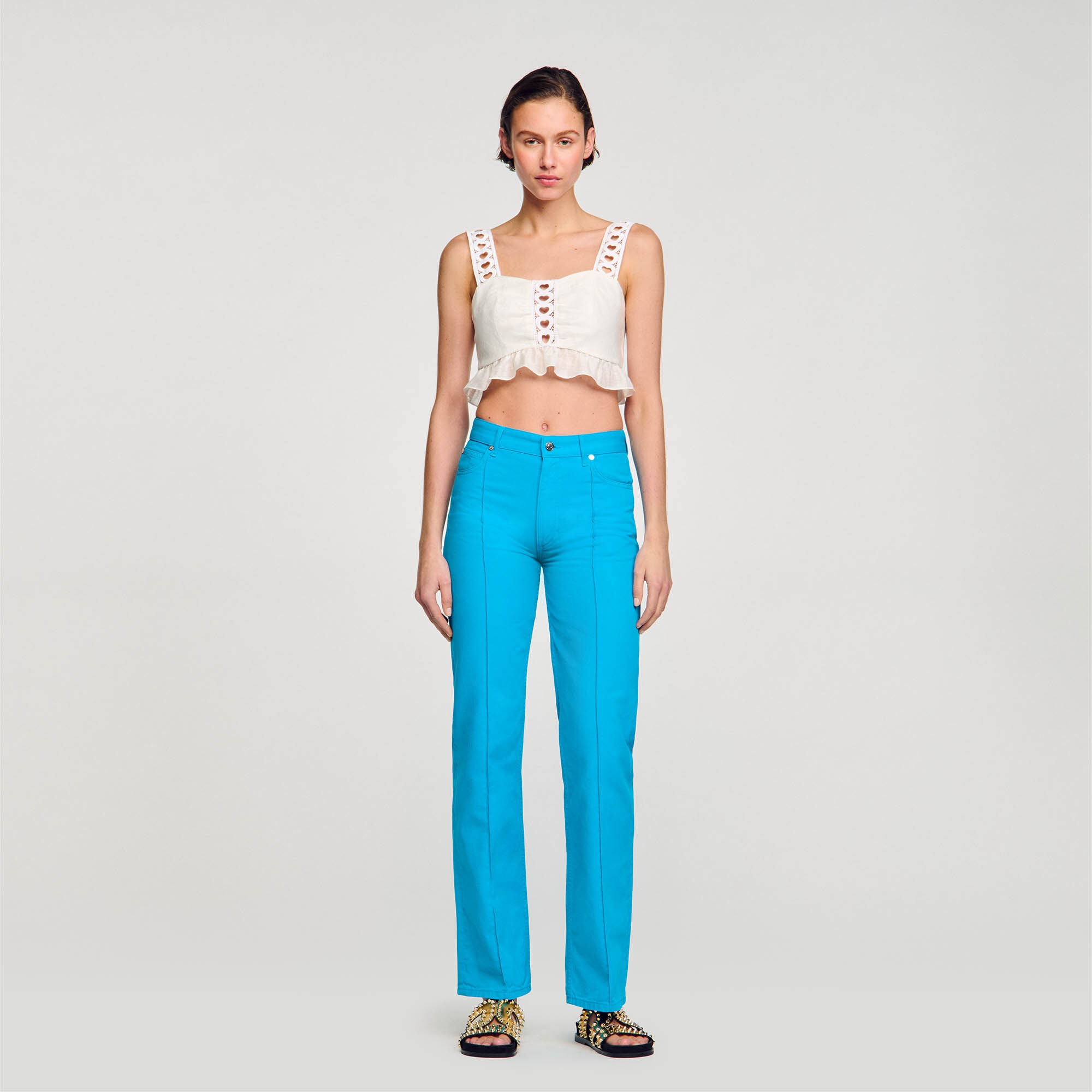 LINEN BLEND CROP TOP - 3